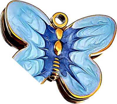 Charm Papillon bleu nacré en acier inoxydable, vu de près