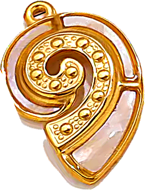 Charm Spirale nacrée en acier inoxydable, vu de près