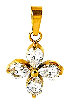 Charm Fleur cristal en acier inoxydable, vu de près