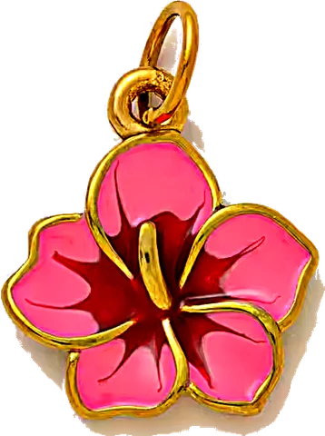 Charm Hibiscus en acier inoxydable, vu de près