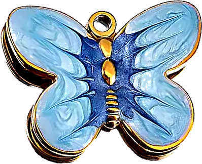 Charm Papillon bleu nacré en acier inoxydable, vu de près